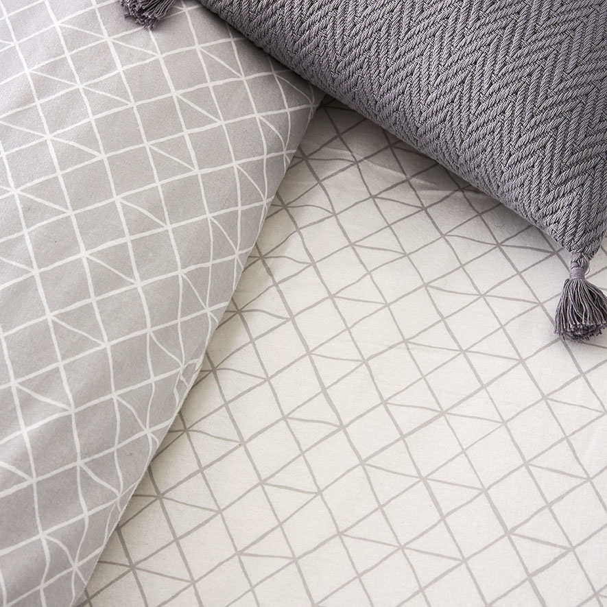 Grey Hex Flannelette Quilt Cover Set + Separates Adairs