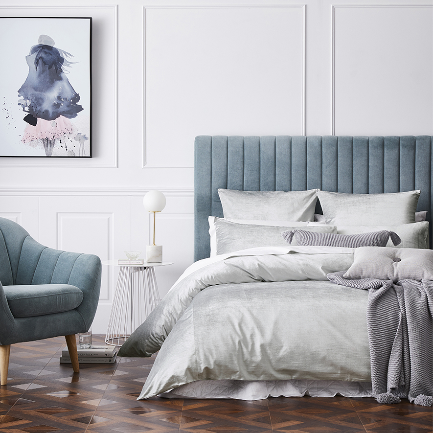 Luxe Velvet Quilt Cover Silver Adairs