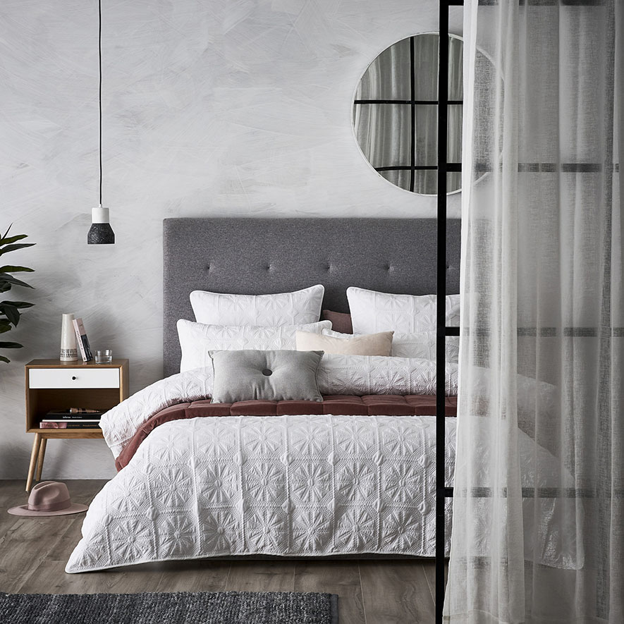 Meadow Quilted White Quilt Cover Adairs