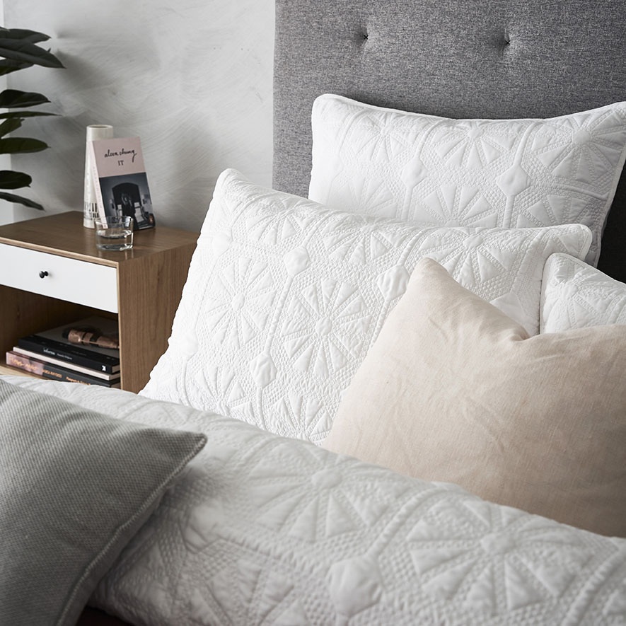 Meadow Quilted White Quilt Cover Adairs