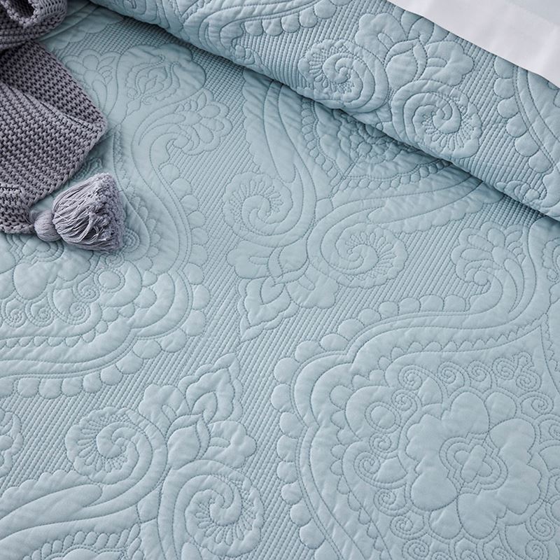 Abigail Quilted Quilt Cover Misty Blue