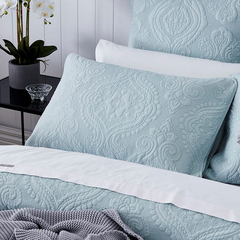 Abigail Quilted Quilt Cover Misty Blue