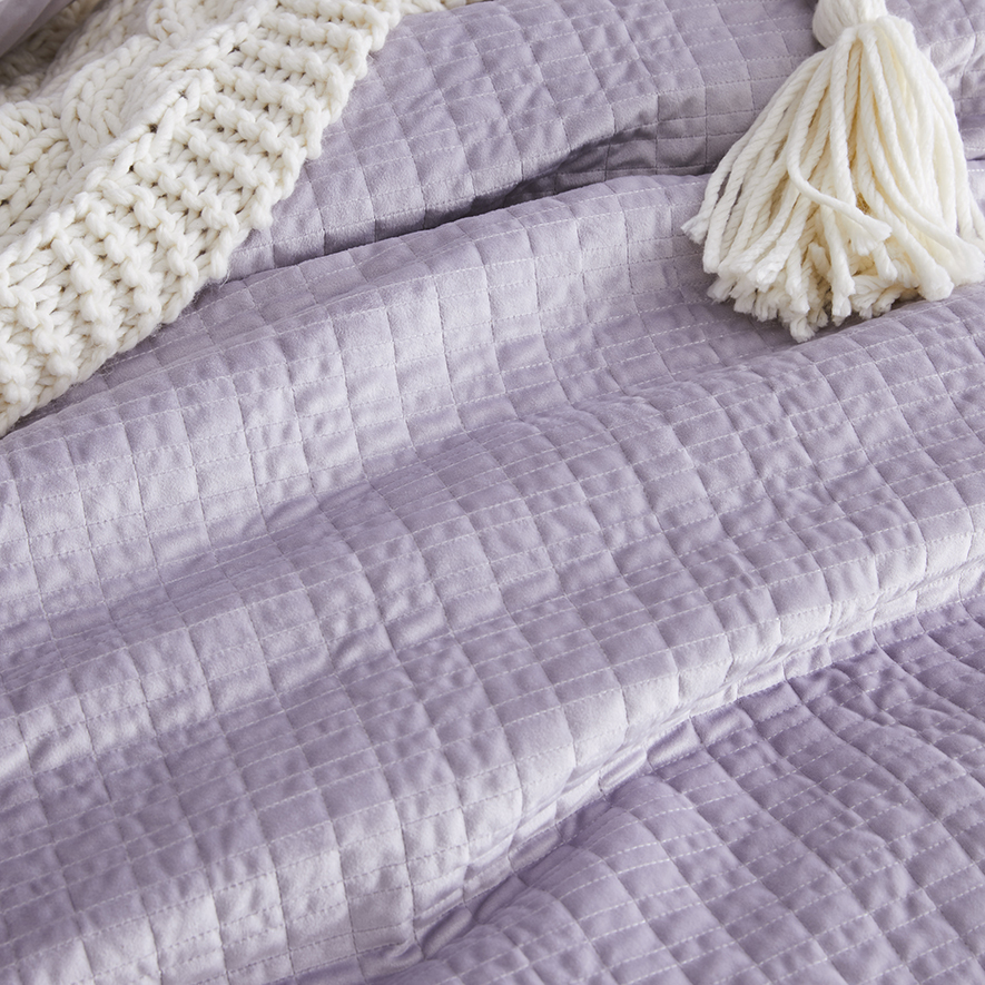 Luna Velvet Lilac Quilted Quilt Cover Separates Adairs