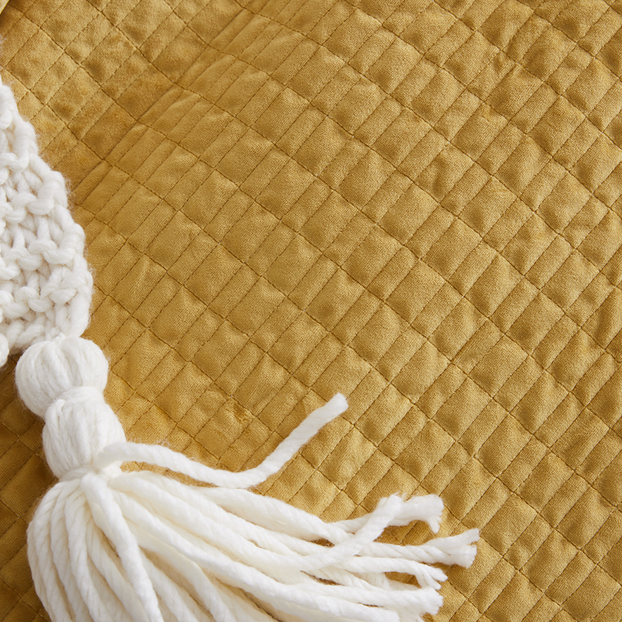 Luna Quilted Velvet Quilt Cover Mustard Adairs