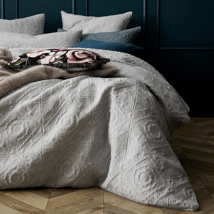 Malta Quilted Quilt Cover Silver Adairs