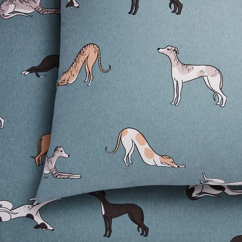 Printed Sage Dog Flannelette Sheet Set
