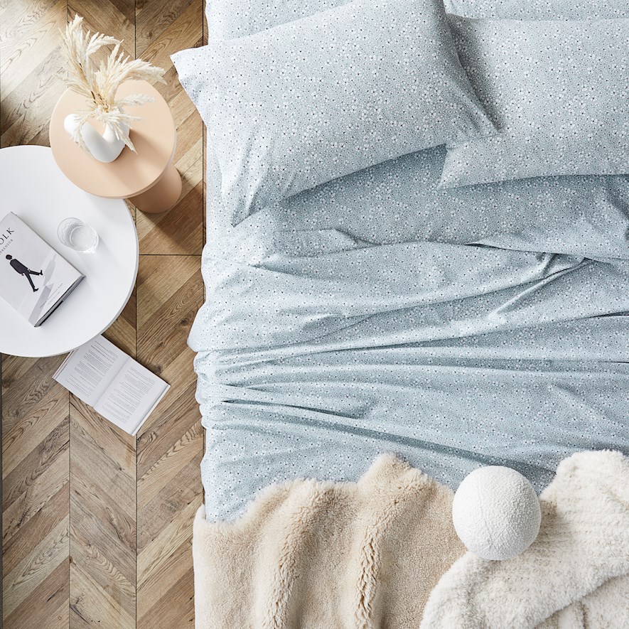 Printed Floral Mist Silver Blue Sheet Set Adairs