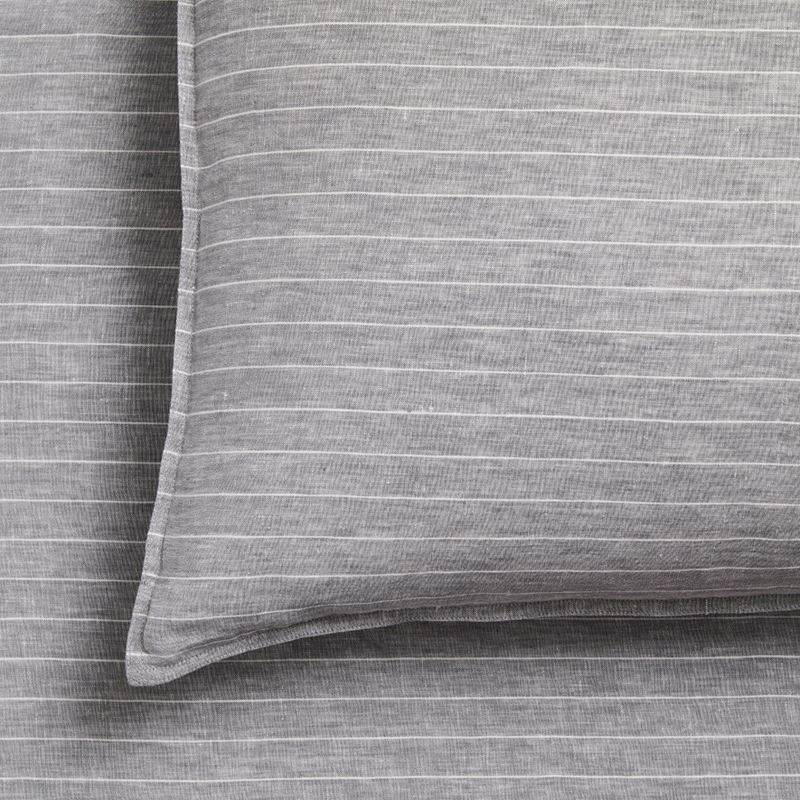 Vintage Washed Linen Grey Marle & White Stripe Sheet Separates