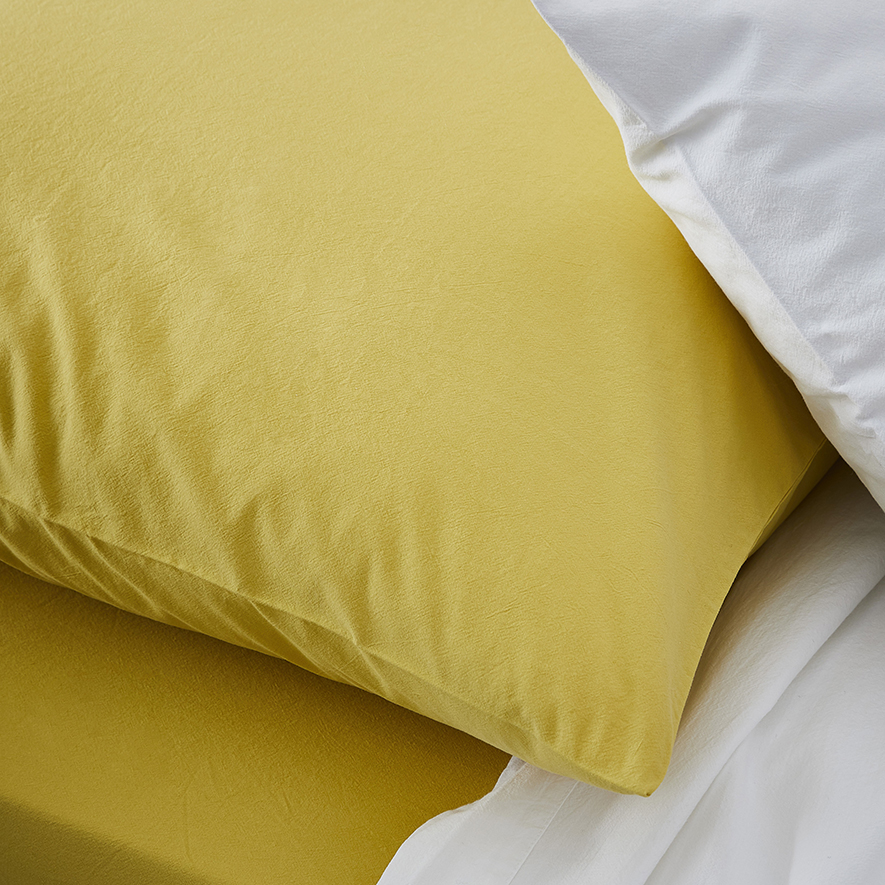 Home Republic Stonewashed Cotton Sheet Separates Mustard Adairs