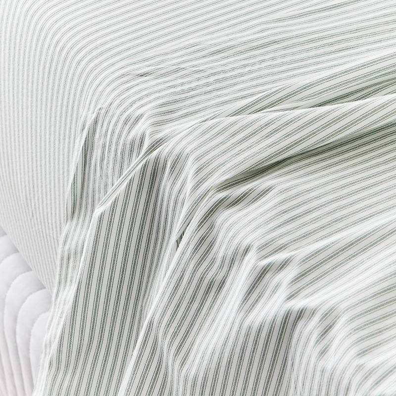 Stonewashed Printed Cotton Greenery Stripe Sheet Separates