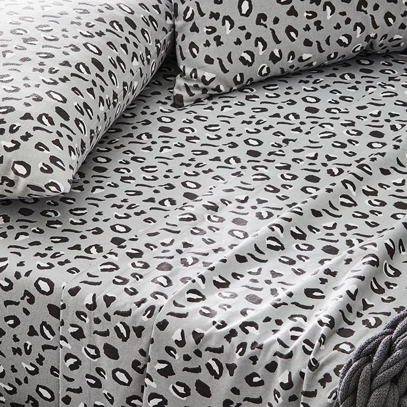 Novelty Printed Grey Leopard Sheet Set