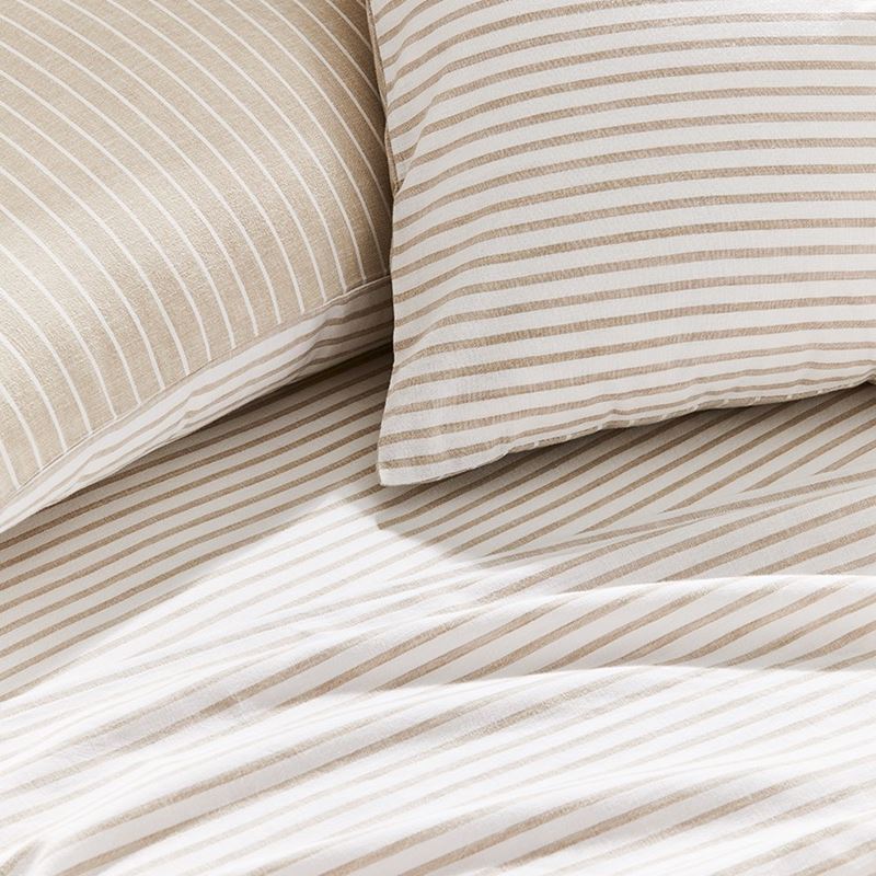 Vintage Washed Linen Cotton Linen Stripe Sheet Separates