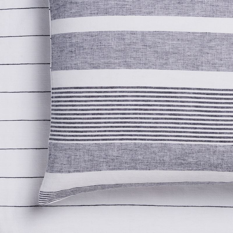 Vintage Washed Linen Cotton Ebony Stripe Sheet Separates