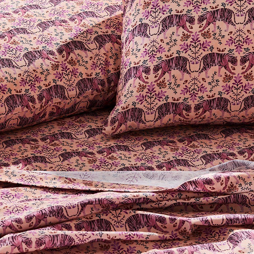 Printed Pink Tiger Sheet Set Adairs