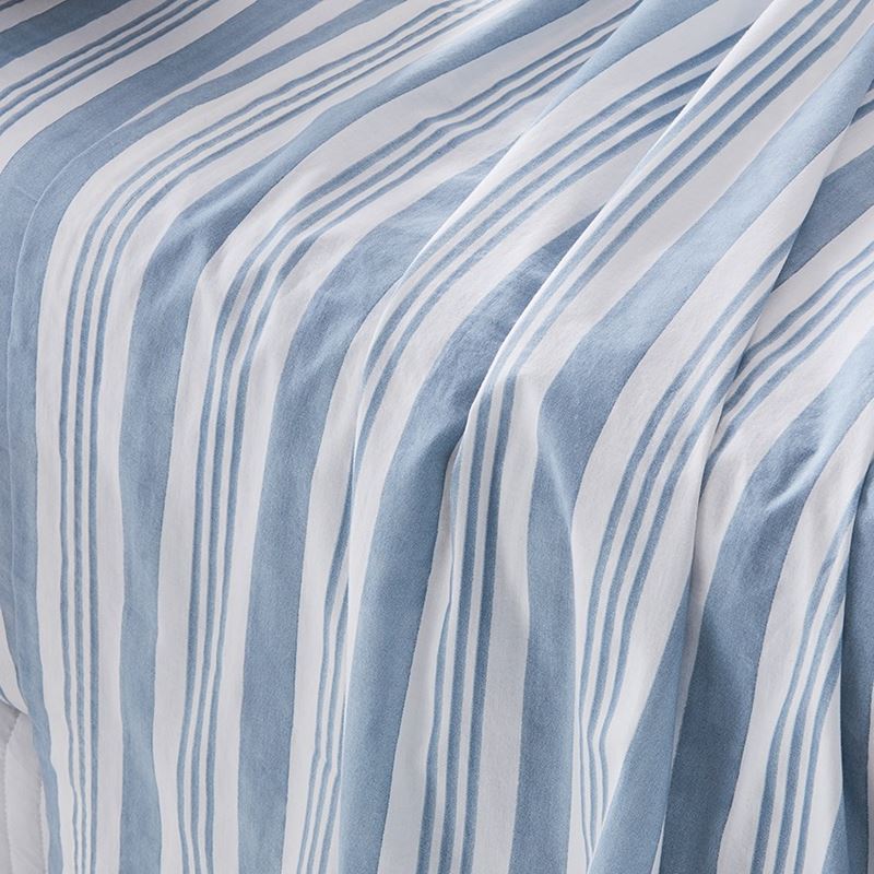 Stonewashed Printed Cotton Blue Stripe Sheet Separates