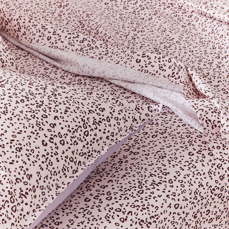 Stonewashed Printed Cotton Pink Cheetah Sheet Separates