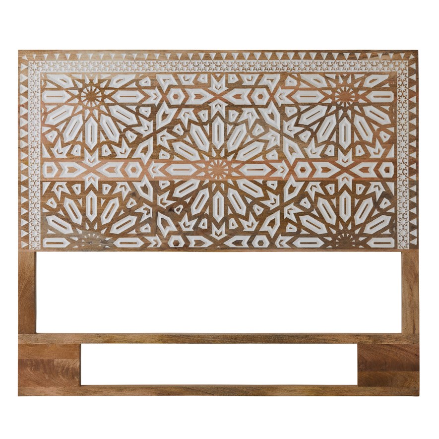 Amira Natural & White Carved Bedhead Adairs