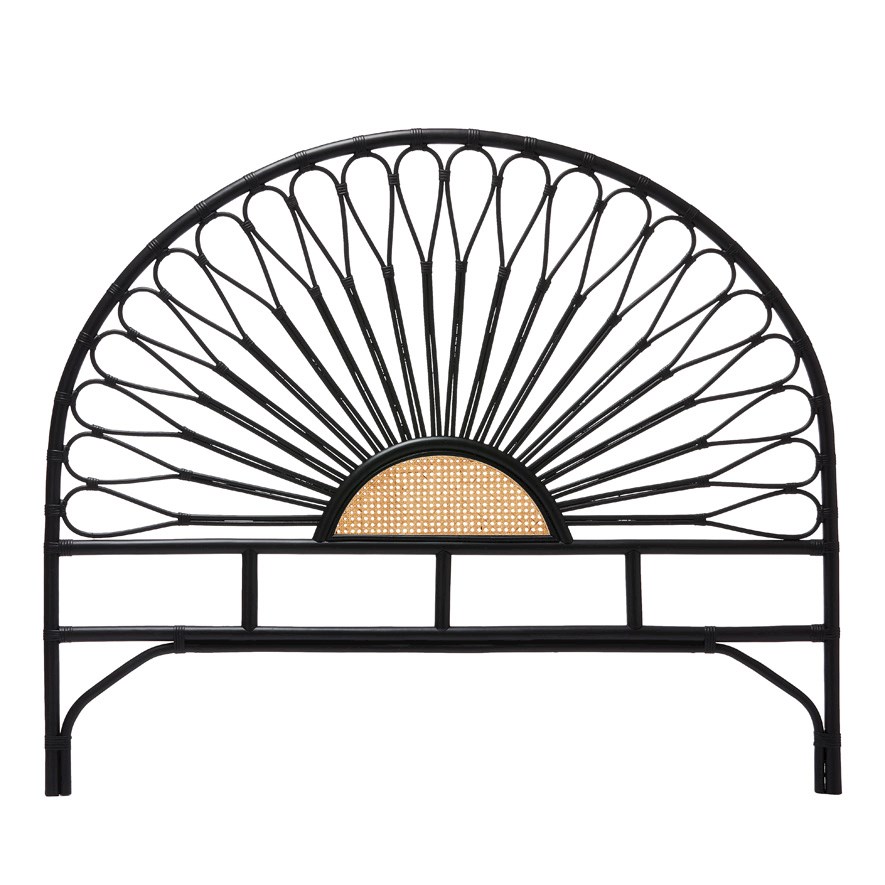 Home Republic Bahama Rattan Black Half Moon Bedhead Adairs
