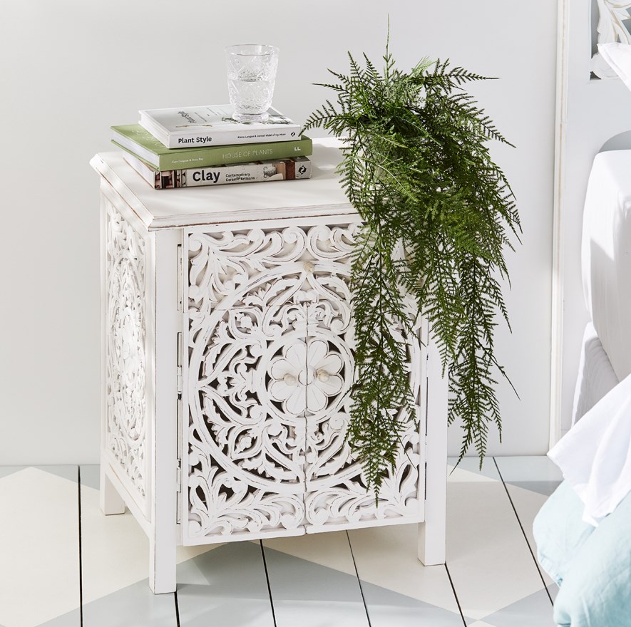 Merida Vintage White Bedside Table | Adairs vintage bedside tables white