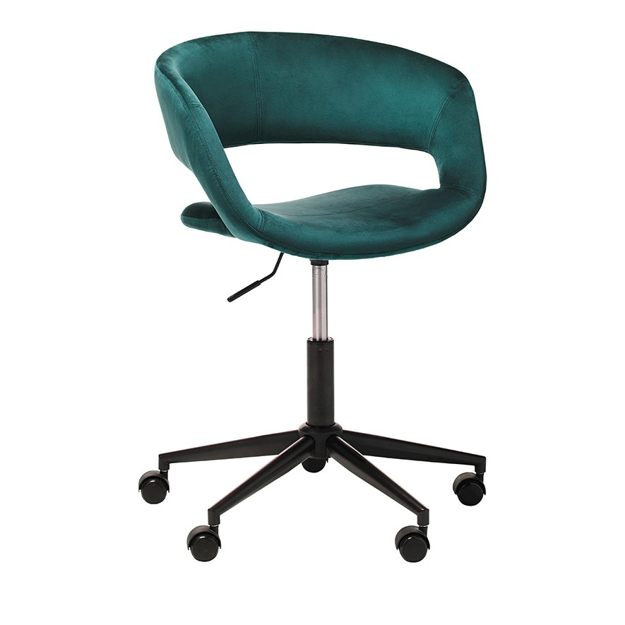San Diego Teal Velvet & Black Desk Chair Adairs