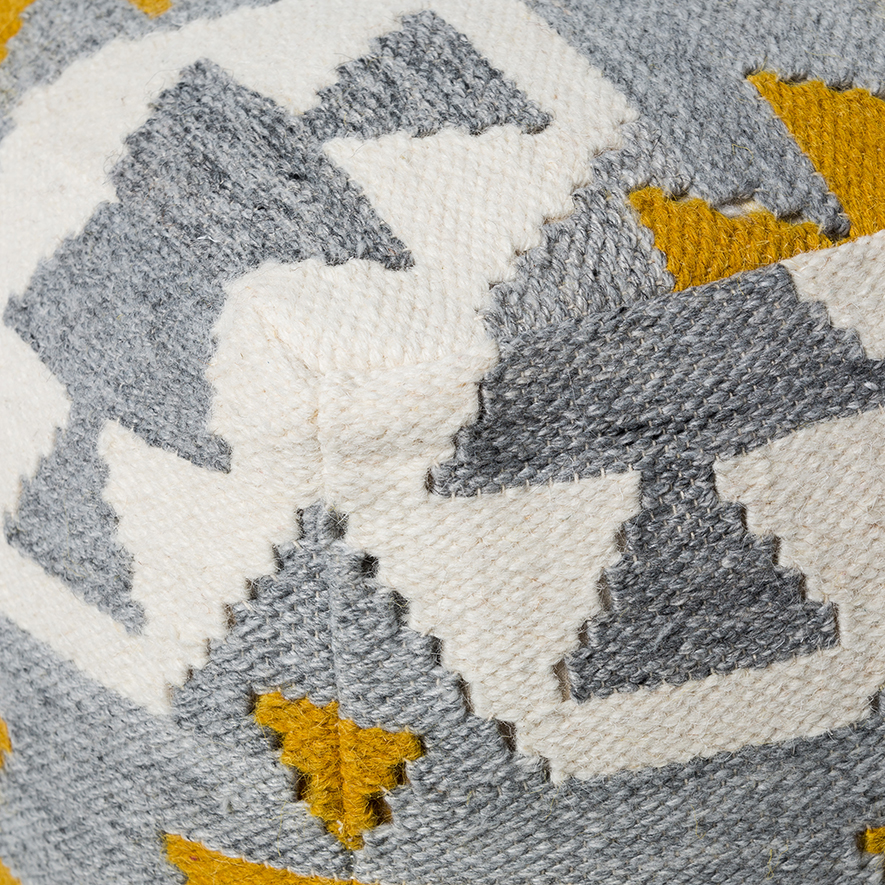 Home Republic Merida Pouf Mustard & Grey Adairs