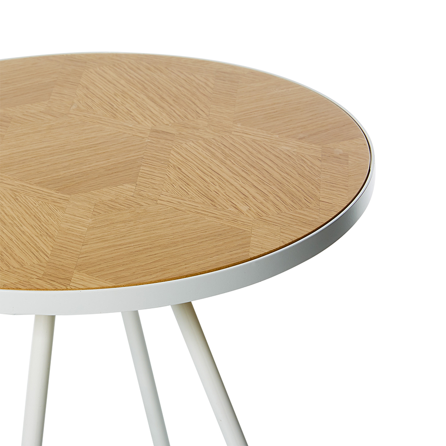 Home Republic Ballarat Round Side Table White & Oak Parquetry Adairs