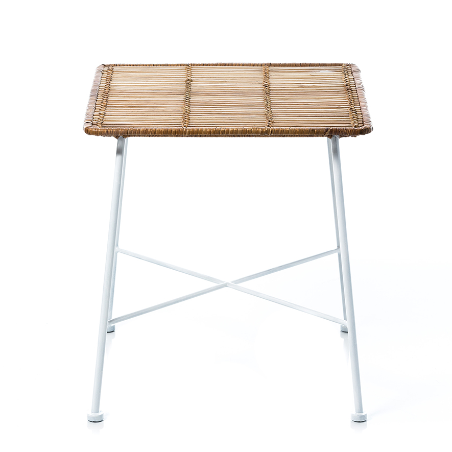 Home Republic Cebu Rattan Side Table Natural & White Furniture
