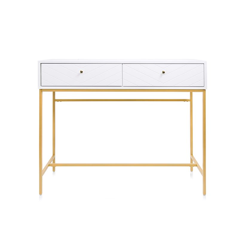 Sienna Collection  White/Gold 2 Drawer Console