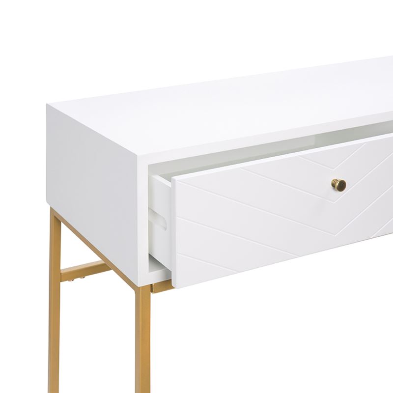 Sienna Collection  White/Gold 2 Drawer Console