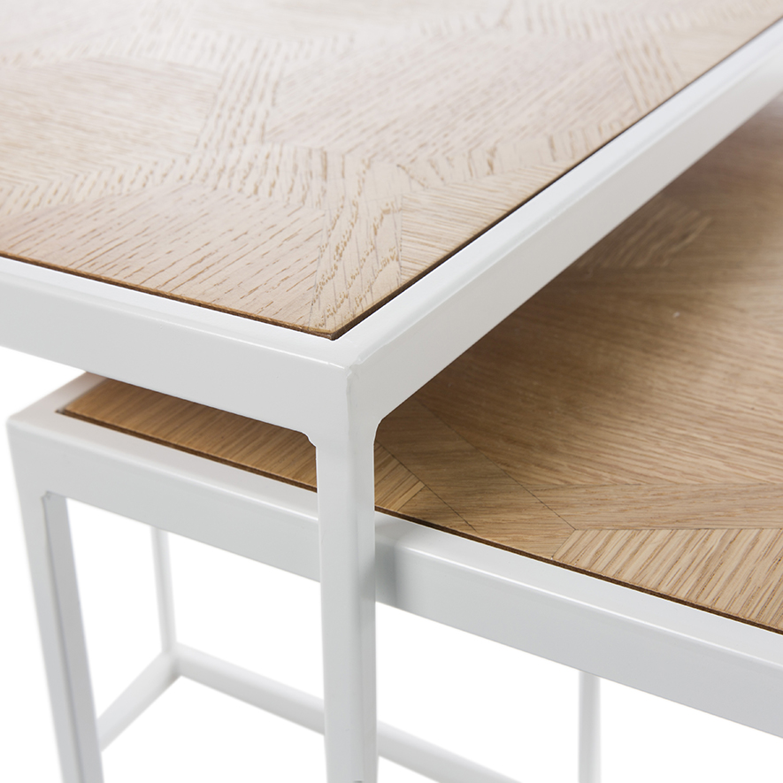 Mercer + Reid - Parquetry Nesting Table White/Oak Set of 2 | Adairs