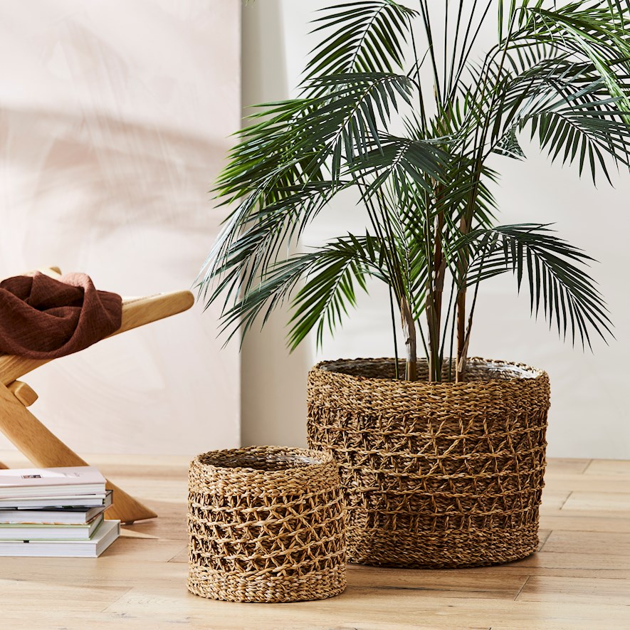 Sahara Basket Dia20xH20cm Tan Lattice Adairs