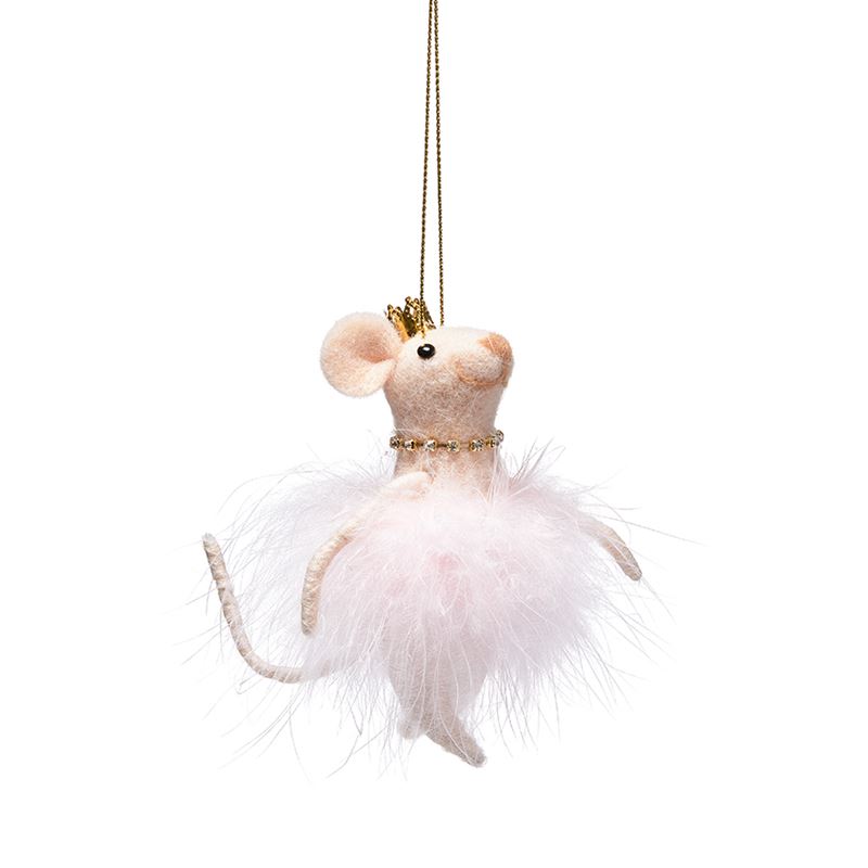 Pink Mouse Felted Fairy Friends Ornament