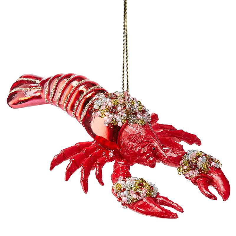 Vintage Red Lobster Glass Ornament