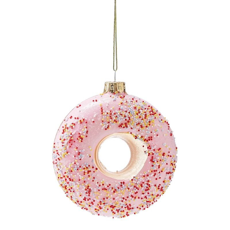 Pink Donut Vintage Glass Decoration 