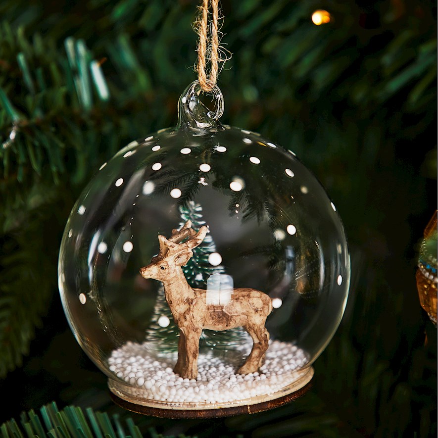 Standing Deer Dome Glass Ornament Adairs