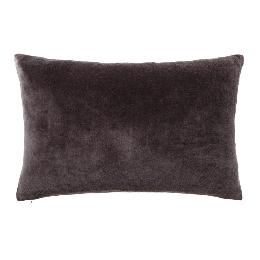Bombay Velvet Long Cushion Charcoal/Natural Reverse Homewares Cushion