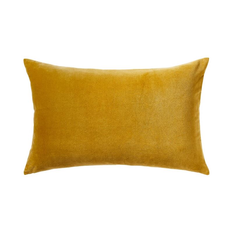 Bombay Velvet Long Cushion Mustard/Natural Reverse