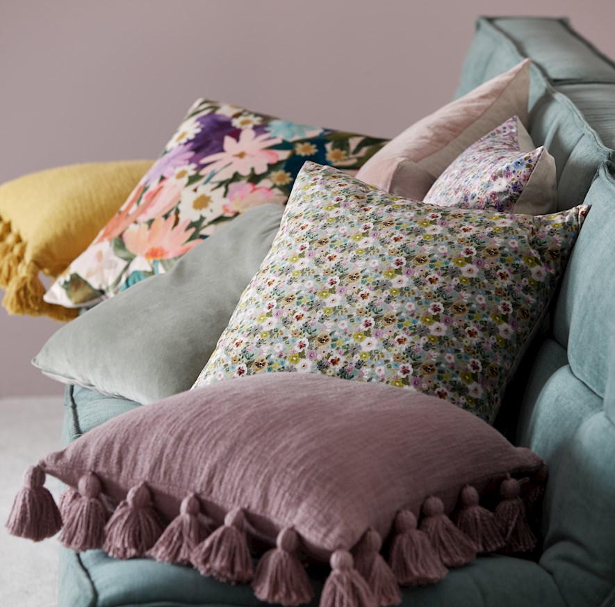 Viola Sage Floral Cushion Adairs