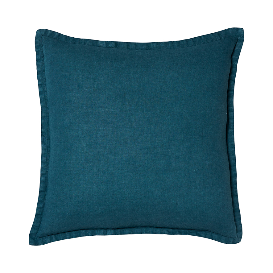 Home Republic Belgian Teal Vintage Washed Linen Cushion Adairs