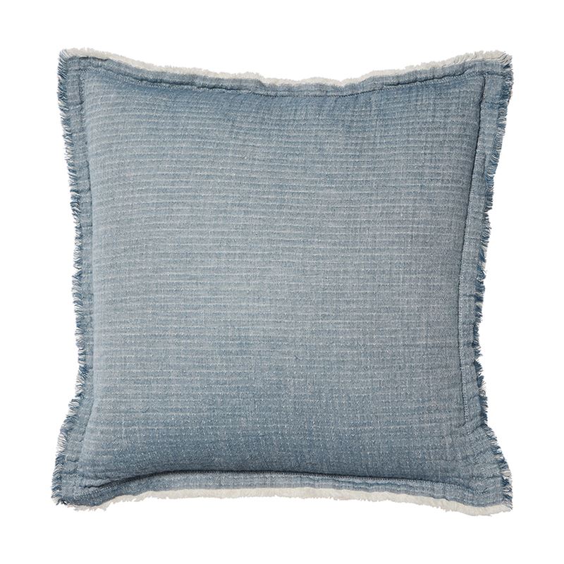 Savana Vintage Washed Fringed Pale Blue Cushion