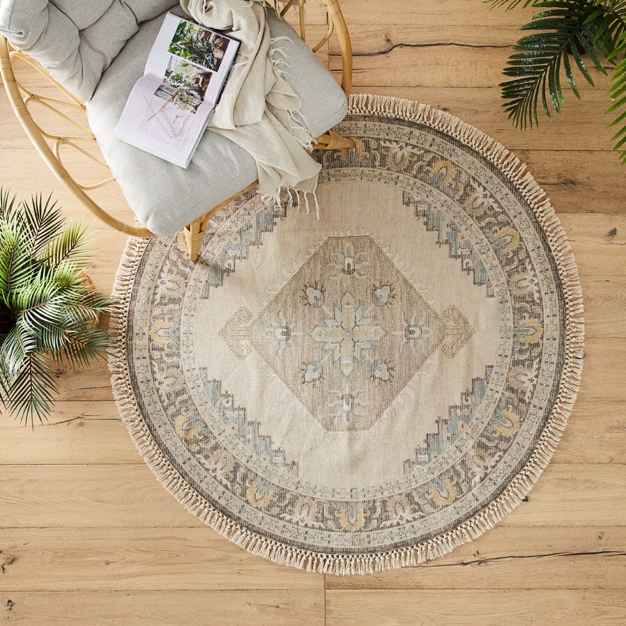 Tivoli Pink & Mustard Round Kerala Rug Adairs