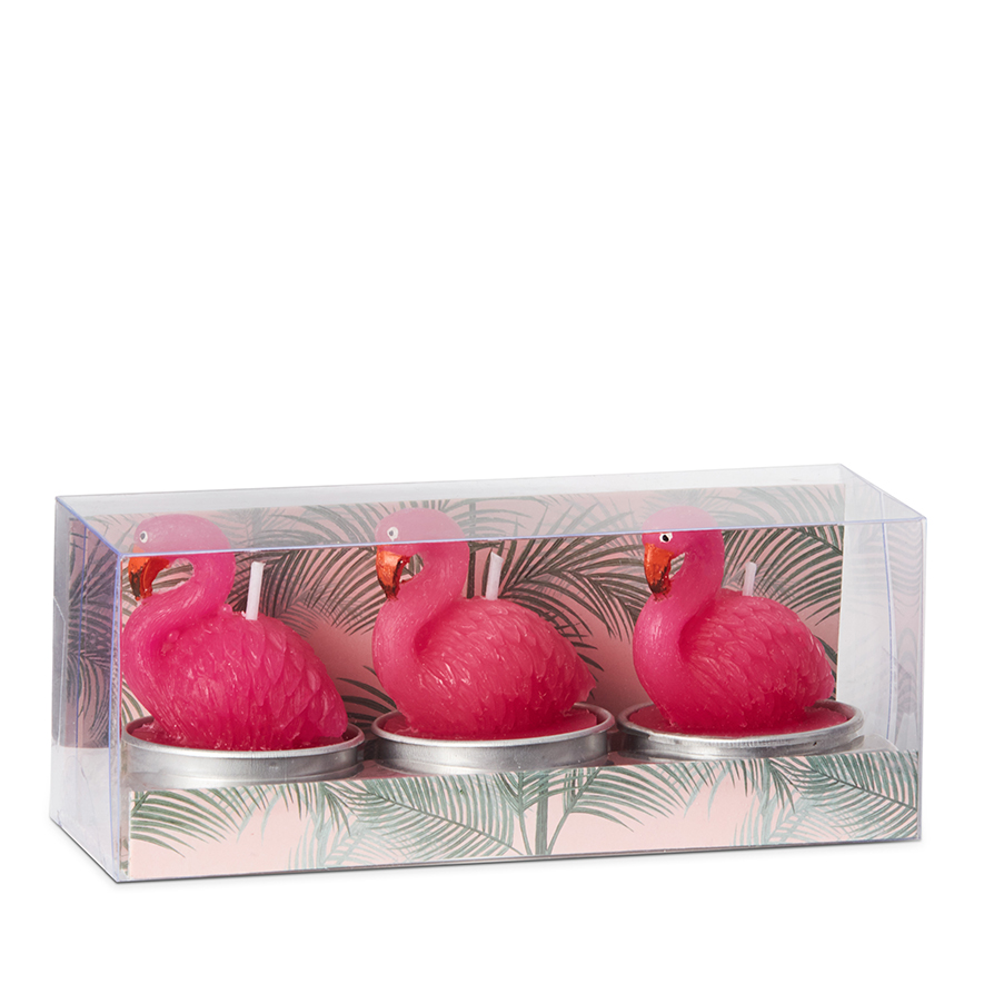Tropical Candle Collection Flamingos Set of 3 Adairs