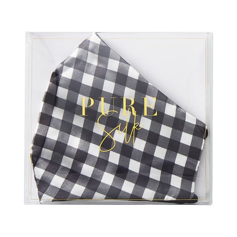 Pure Silk Black Gingham Face Mask