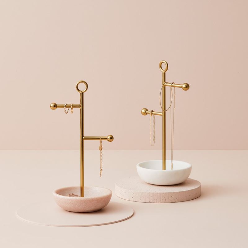 Marble Pink & Gold Jewellery Stand