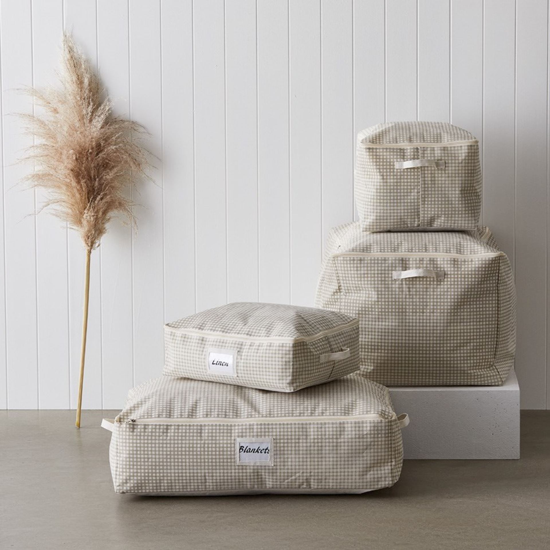 Light Grey Linen & Quilt Storage Bags