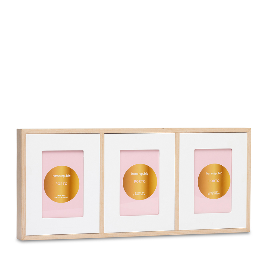 Porto Triple 4x6" Natural Photo Frame Adairs