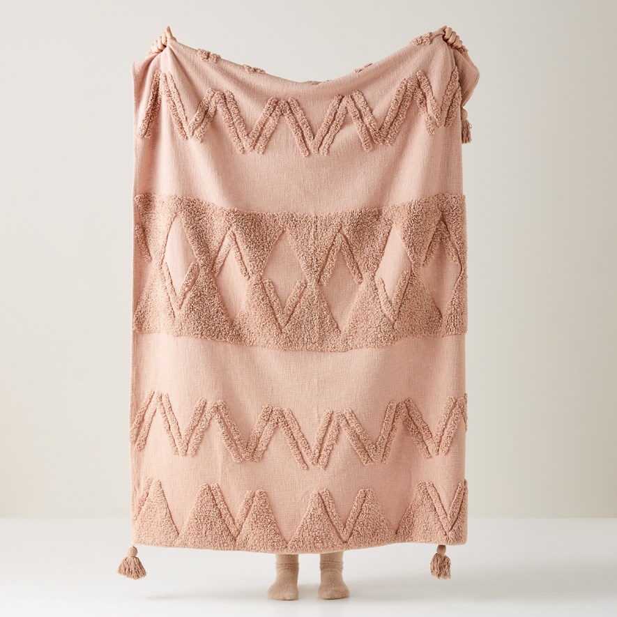 Skyler Pink Tufted Throw Adairs