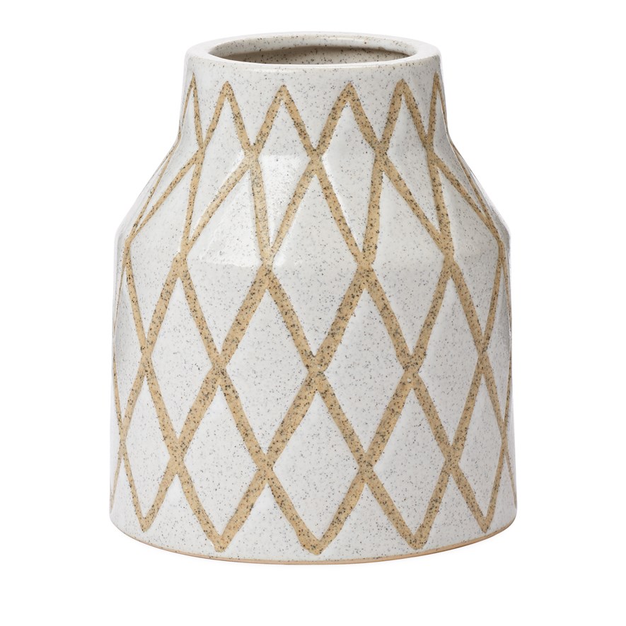 Norwich White & Sand Large Lattice Vase Adairs
