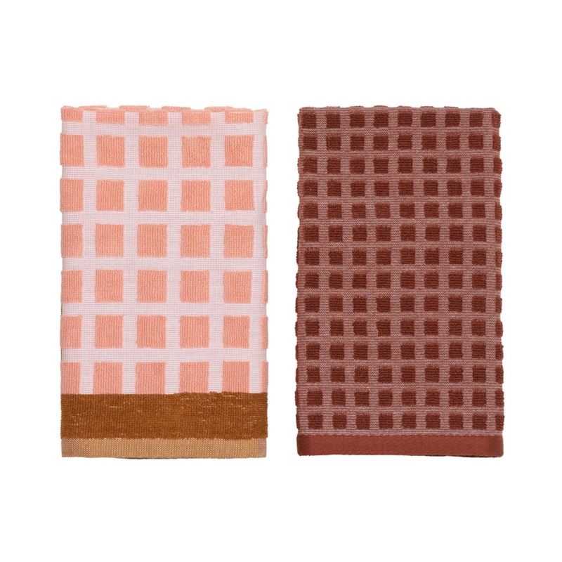 Cameo Cotton Bamboo Pink & Ginger Tea Towels Pack of 2