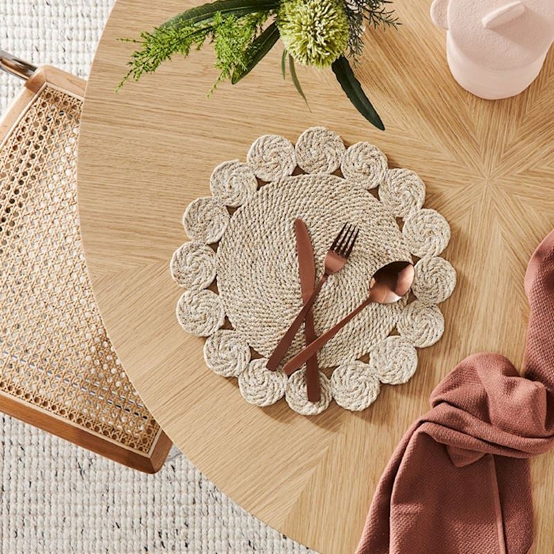 Sicily Collection Pack of 2 Natural Circle Placemats